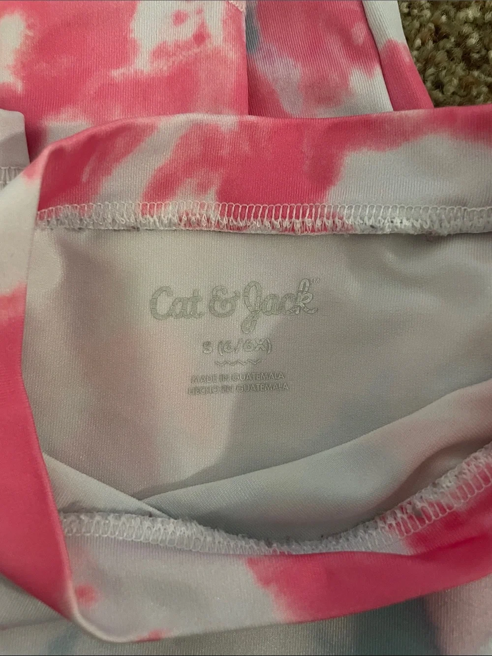Cat & Jack Tie-Dye Long Sleeve Rash Gaurd - Pink & Light Blue